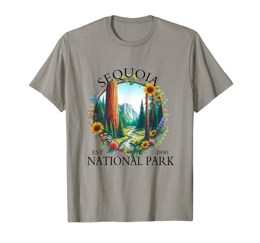 Floral Sequoia National Park Hiking T-Shirt - Novelty Apparel for Adults - T-Shirt, Sweatshirt, Hoodie