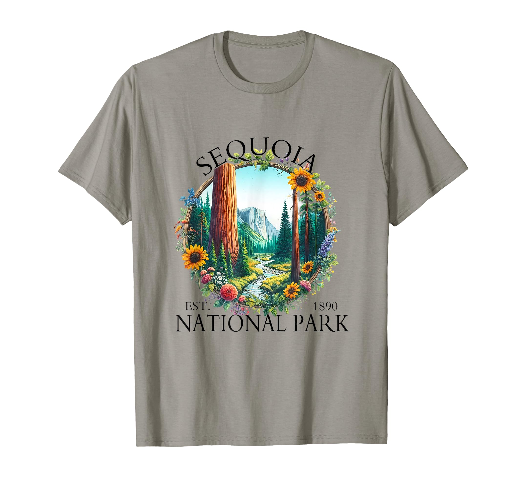 Floral Sequoia National Park Hiking T-Shirt - Novelty Apparel for Adults - T-Shirt, Sweatshirt, Hoodie
