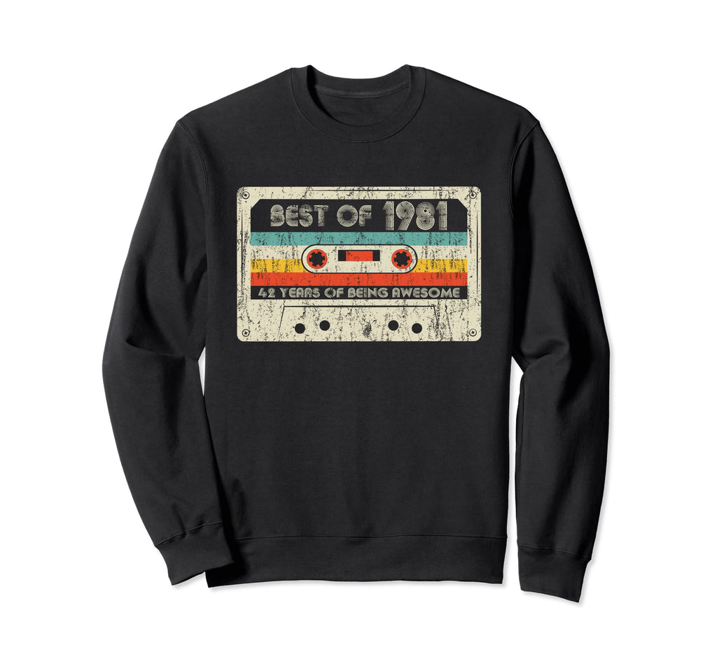 Best 1981 42Nd Birthday Cassette Sweatshirt - Aesthetic Graphic for Adults - T-Shirt, Sweatshirt, Hoodie