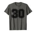 Number 30 Black Sport Varsity Number 30 T-Shirt - Graphic Print for Adults - T-Shirt, Sweatshirt, Hoodie