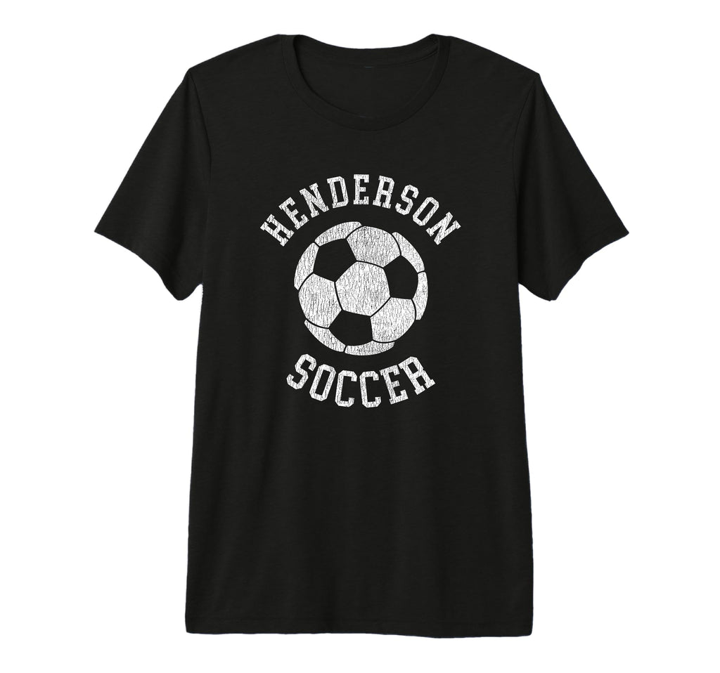 Henderson Soccer Distressed 90S Tri Blend T-Shirt - Unique Graphic Unisex - T-Shirt, Sweatshirt, Hoodie