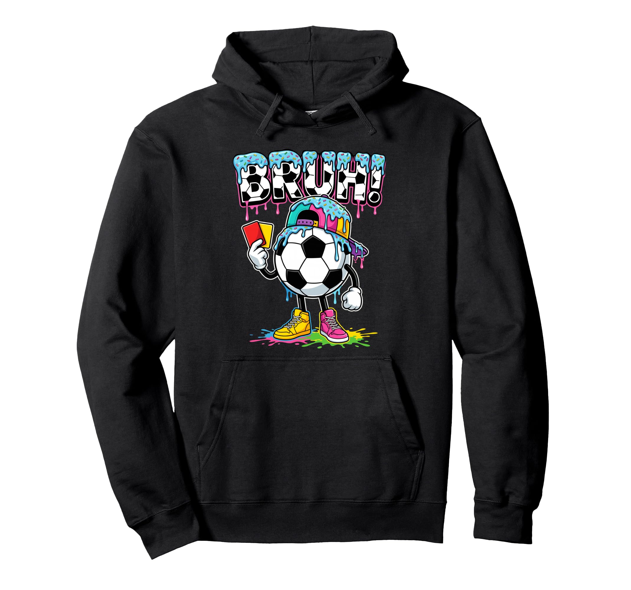 Soccer Ball Bruh Ice Cream Drip Funny Hoodie - Streetwear Style Men Women - T-Shirt, Sweatshirt, Hoodie