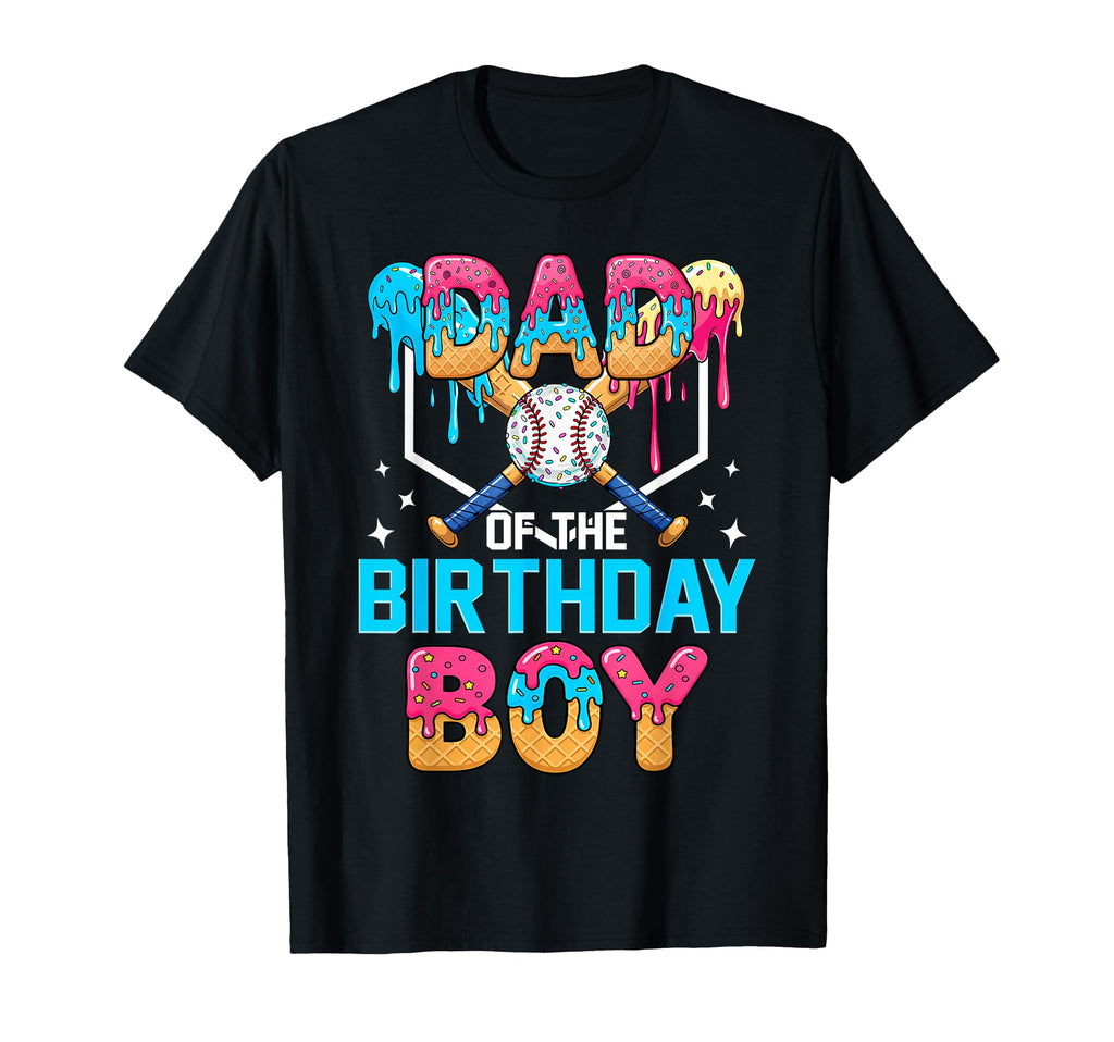 Dad Birthday Funny Baseball Ice Cream T-Shirt - Novelty Apparel Men Women - T-Shirt, Sweatshirt, Hoodie