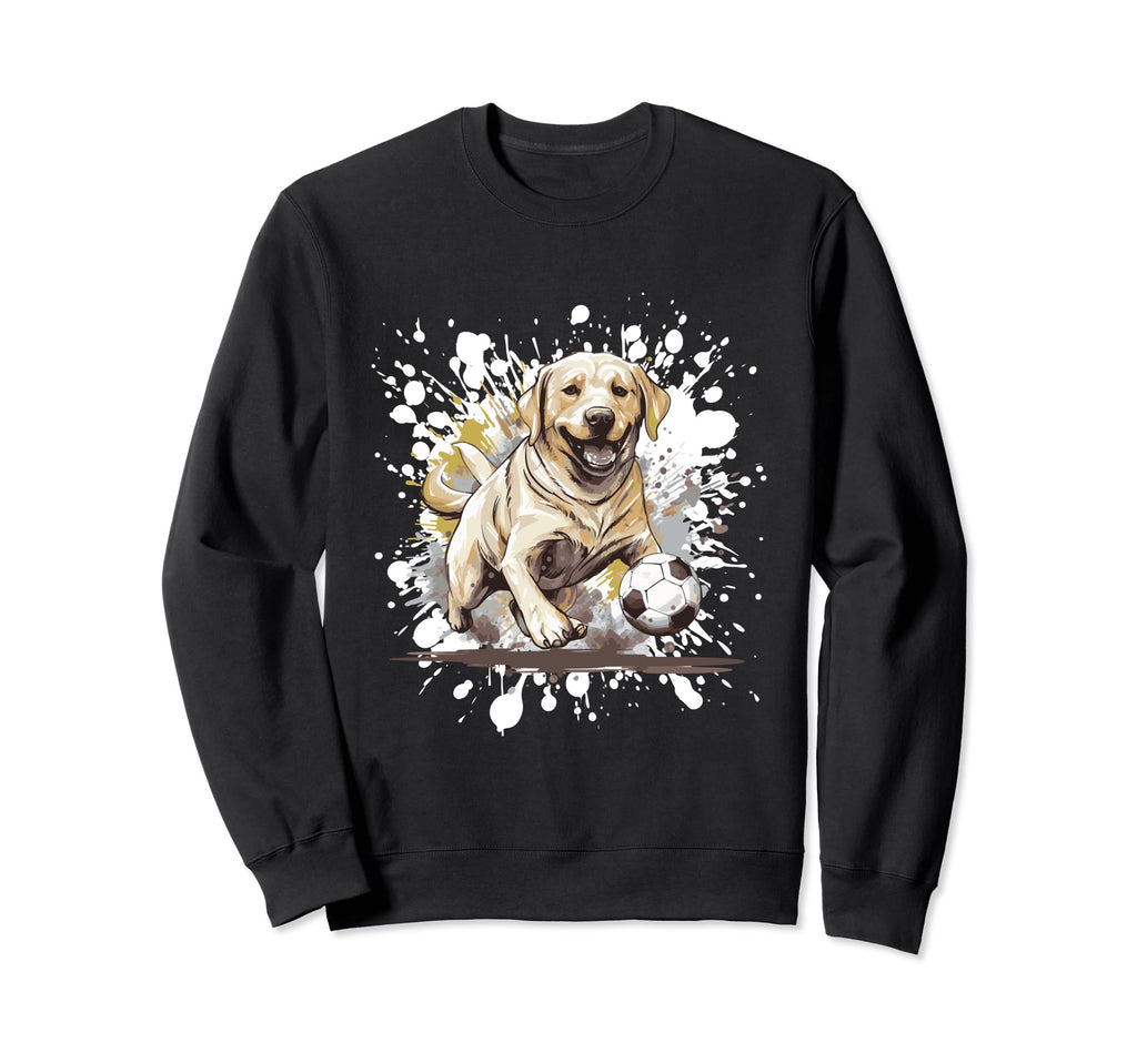 Labrador Dog Playing Soccer Funny Sweatshirt - Unique Graphic for Adults - T-Shirt, Sweatshirt, Hoodie