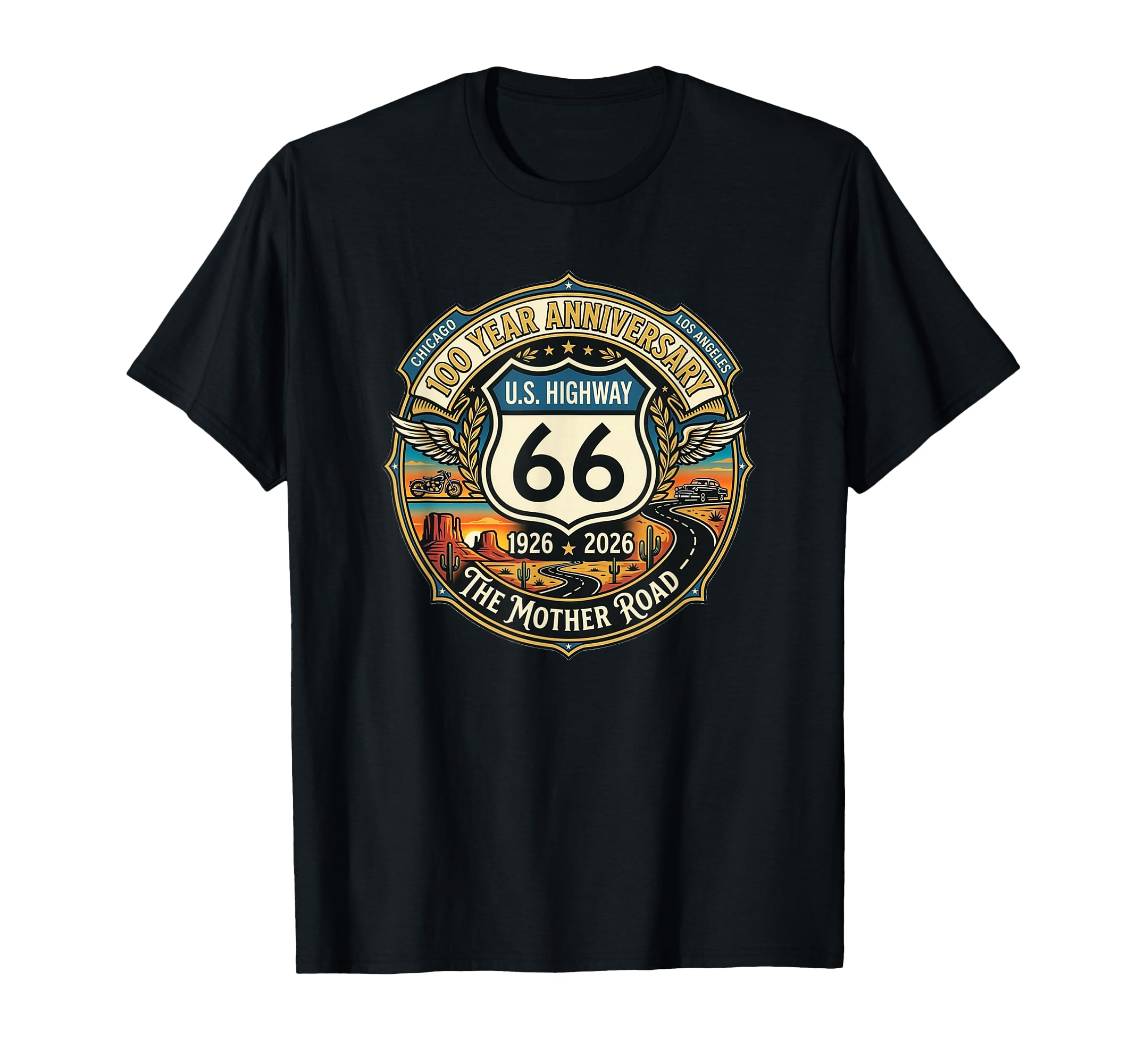 Highway 66 100 Year Centennial T-Shirt - Fun Novelty Design Men Women - T-Shirt, Sweatshirt, Hoodie