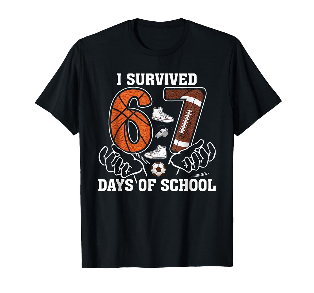 I Survived 67 Days School Football T-Shirt - Trendy Graphic for Adults - T-Shirt, Sweatshirt, Hoodie
