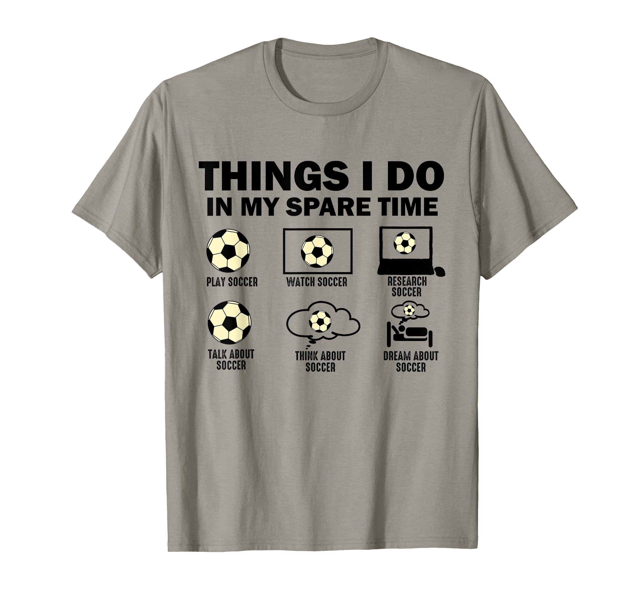 Funny 6 Things Spare Time Soccer Lover Hoodie - Minimalist Print Men Women - T-Shirt, Sweatshirt, Hoodie