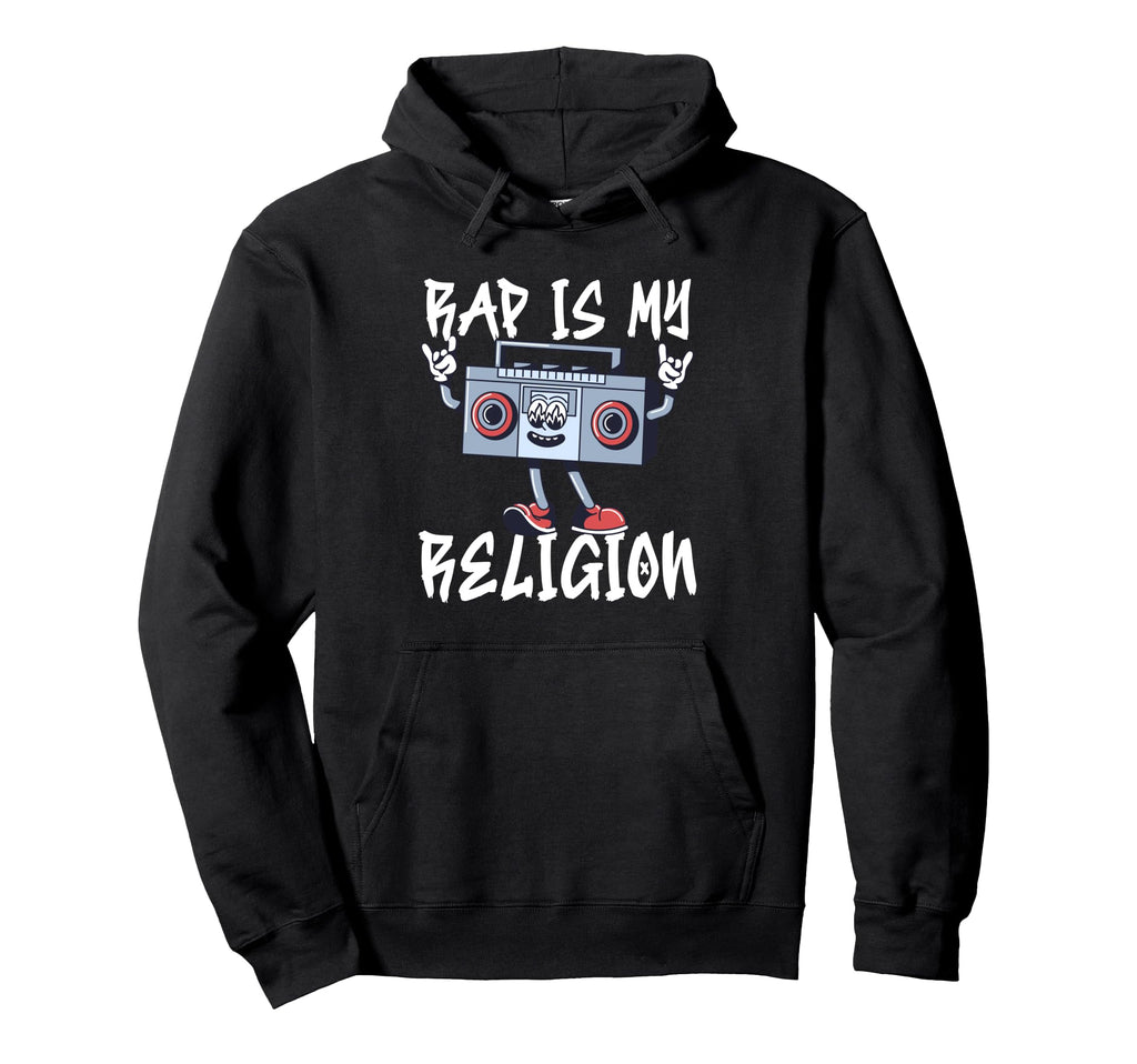 Hip Hop Rap Is My Religion Boombox Hoodie - Minimalist Print for Adults - T-Shirt, Sweatshirt, Hoodie