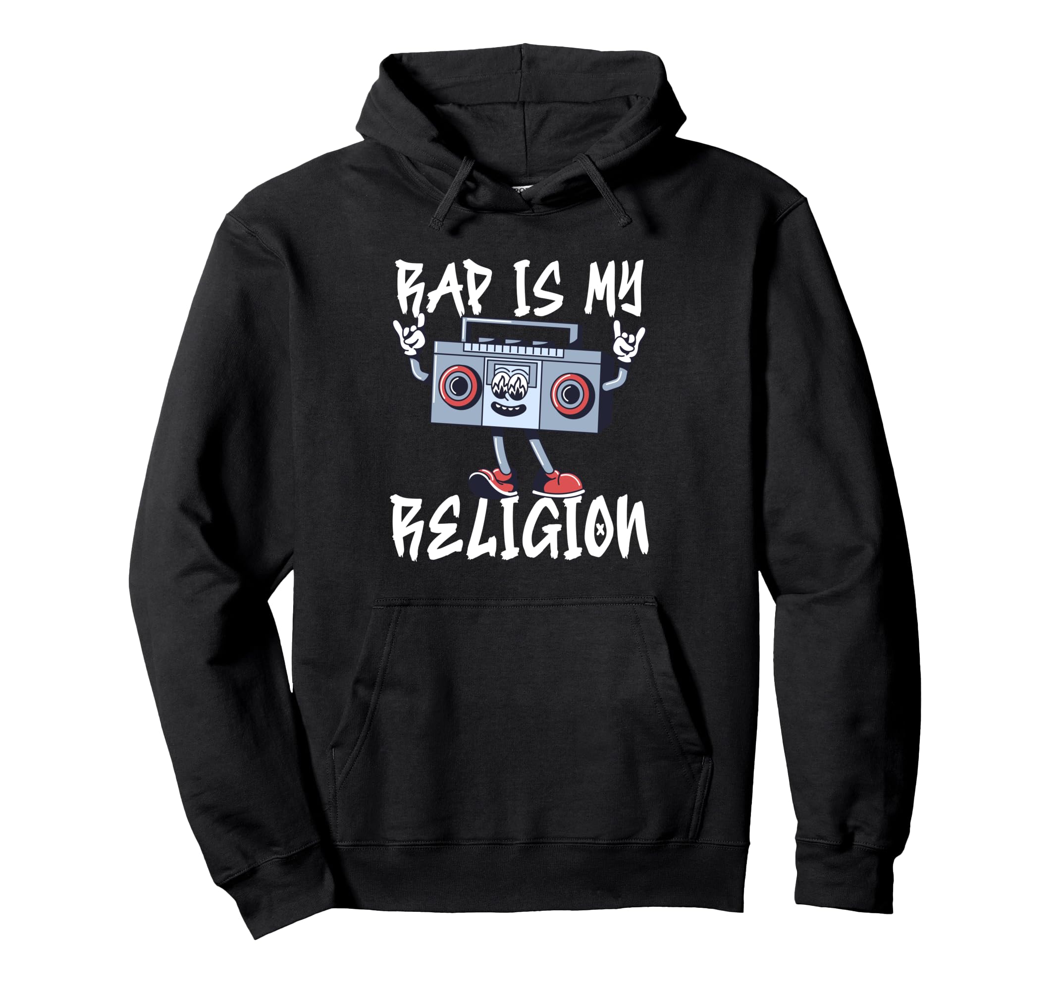 Hip Hop Rap Is My Religion Boombox Hoodie - Minimalist Print for Adults - T-Shirt, Sweatshirt, Hoodie