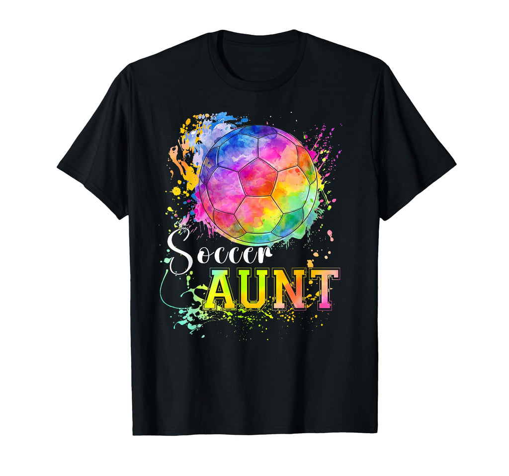 Soccer Aunt Colorful Ball Mothers Day T-Shirt - Novelty Apparel Unisex - T-Shirt, Sweatshirt, Hoodie