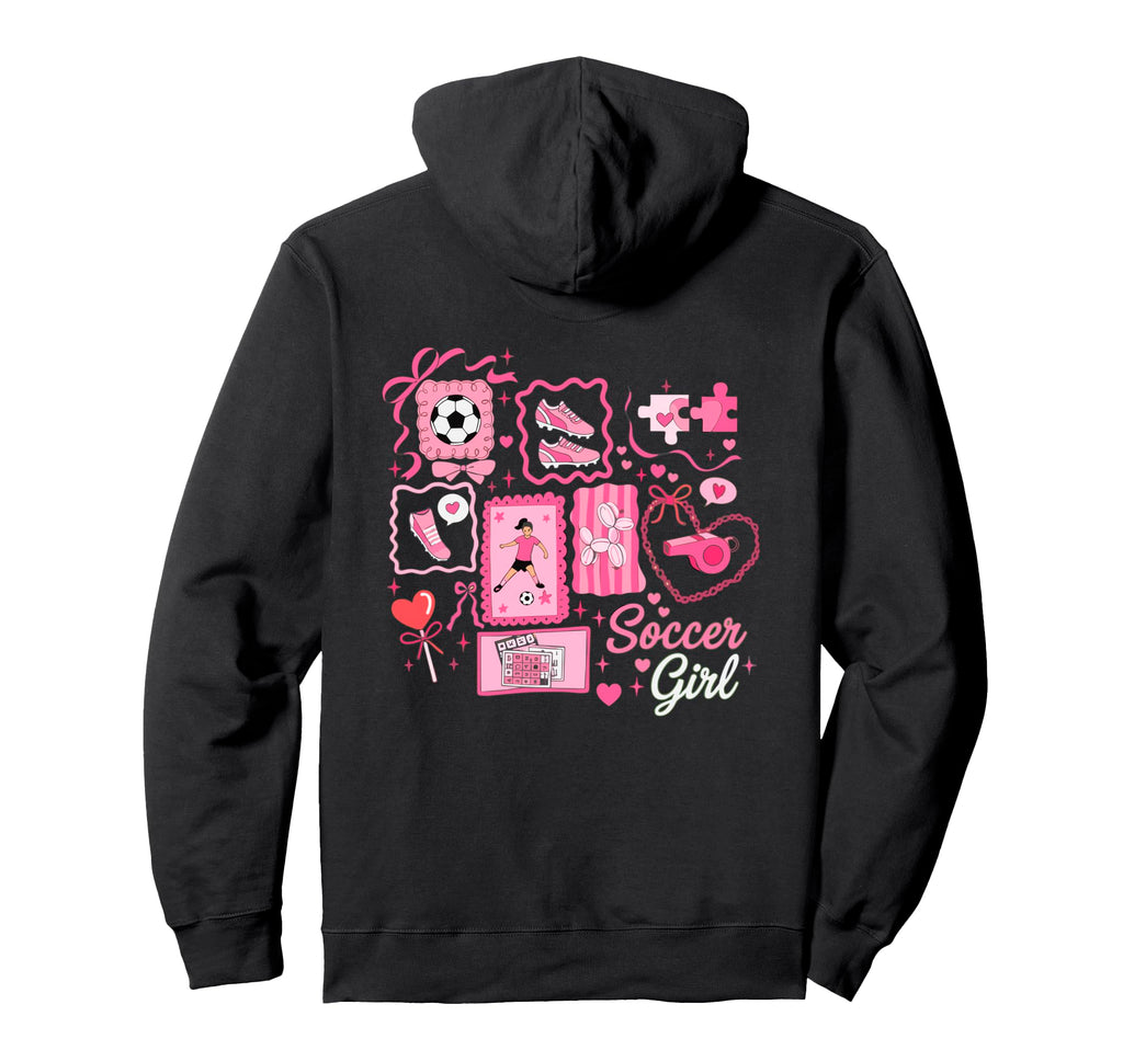 Soccer Stamp Bow Game Day Hoodie - Aesthetic Graphic Unisex - T-Shirt, Sweatshirt, Hoodie