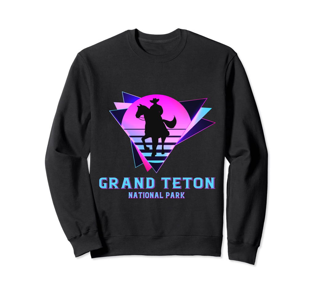 Grand Teton National Park Cowboy 80S Sweatshirt - Minimalist Print Unisex - T-Shirt, Sweatshirt, Hoodie