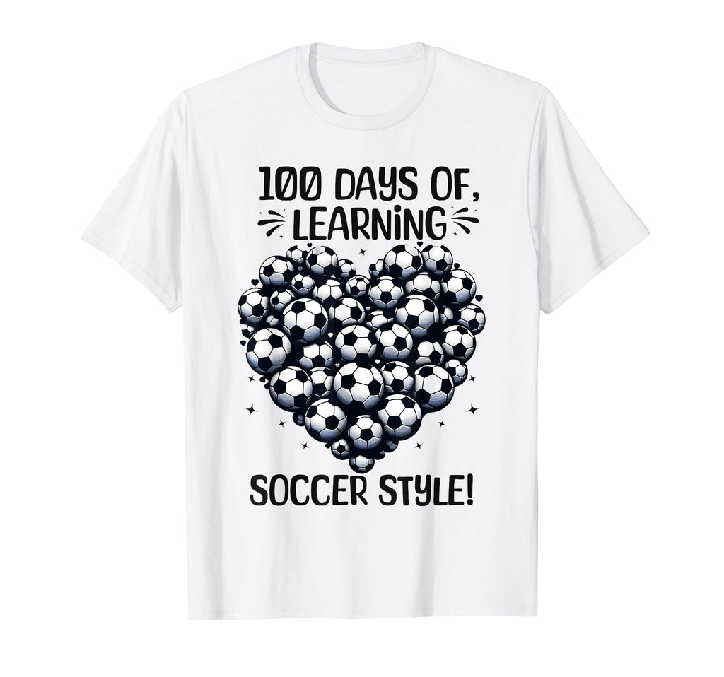 100 Days School Soccer Heart Love 100Th T-Shirt - Trendy Graphic Men Women - T-Shirt, Sweatshirt, Hoodie