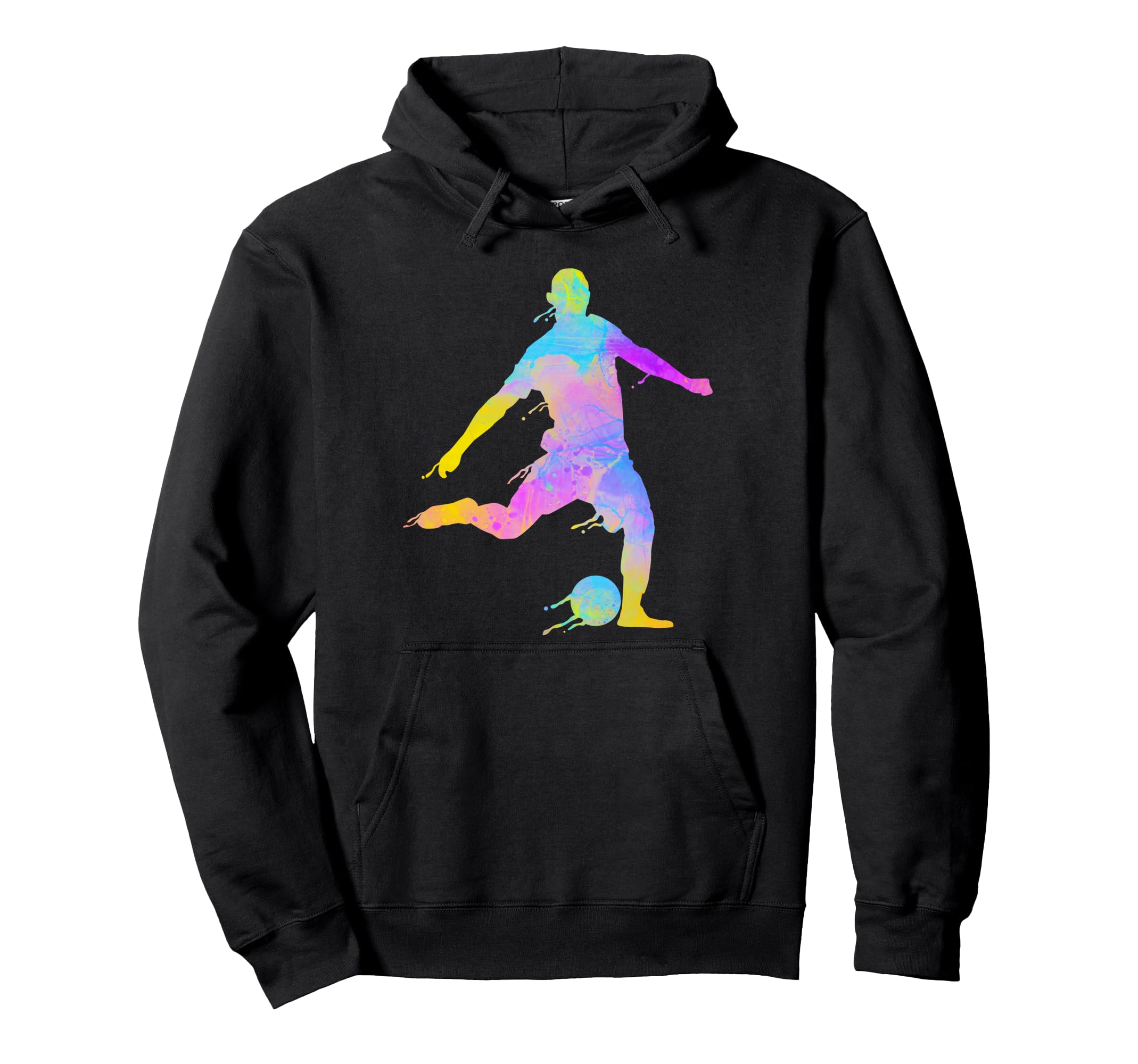 Soccer Player Colorful Paint Splashes Hoodie - Casual Everyday Wear Unisex - T-Shirt, Sweatshirt, Hoodie