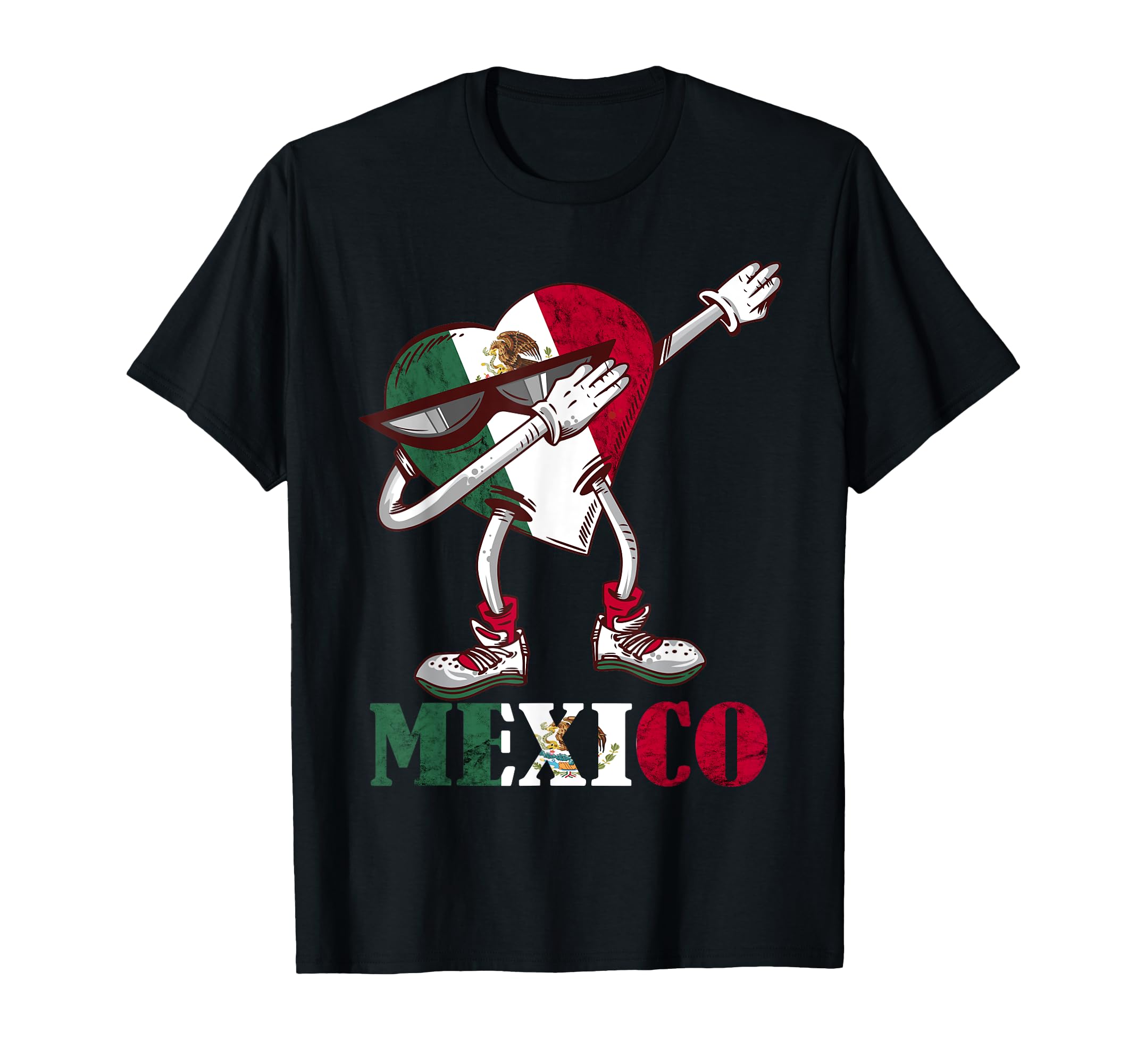 Mexico Flag Heart Dabbing Mexican T-Shirt - Aesthetic Graphic for Adults - T-Shirt, Sweatshirt, Hoodie