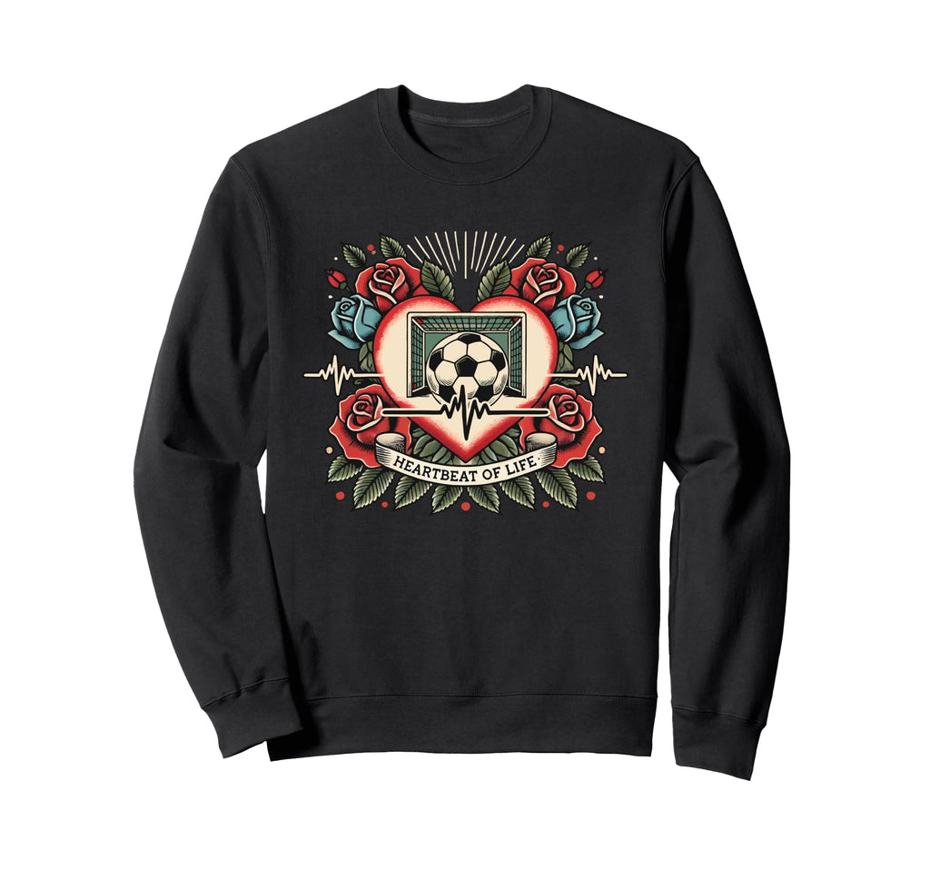 Soccer Heartbeat Tattoo Roses Player Sweatshirt - Aesthetic Graphic Unisex - T-Shirt, Sweatshirt, Hoodie