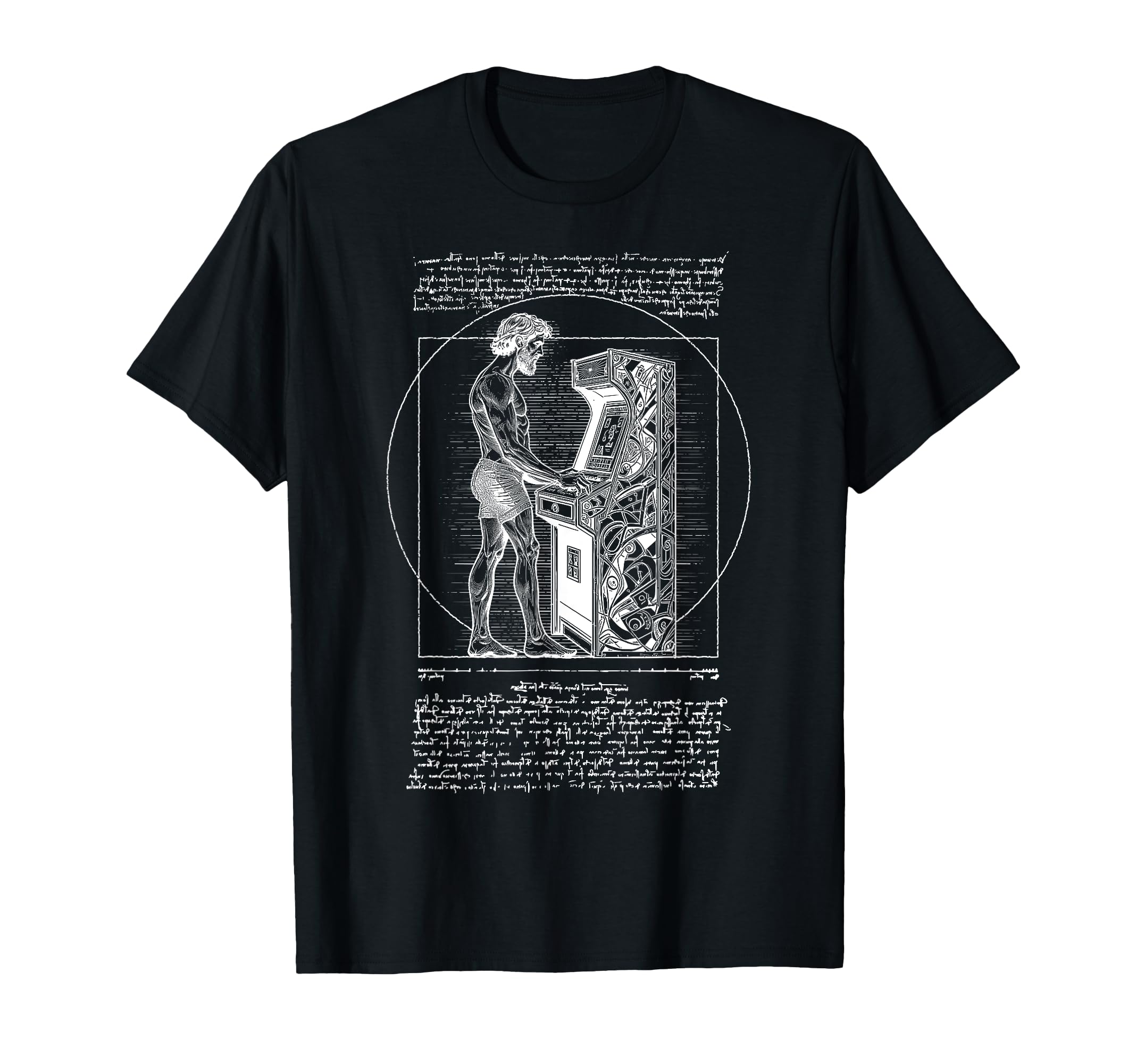 Arcade Gamer Vitruvian Leonardo Da T-Shirt - Fun Novelty Design Men Women - T-Shirt, Sweatshirt, Hoodie