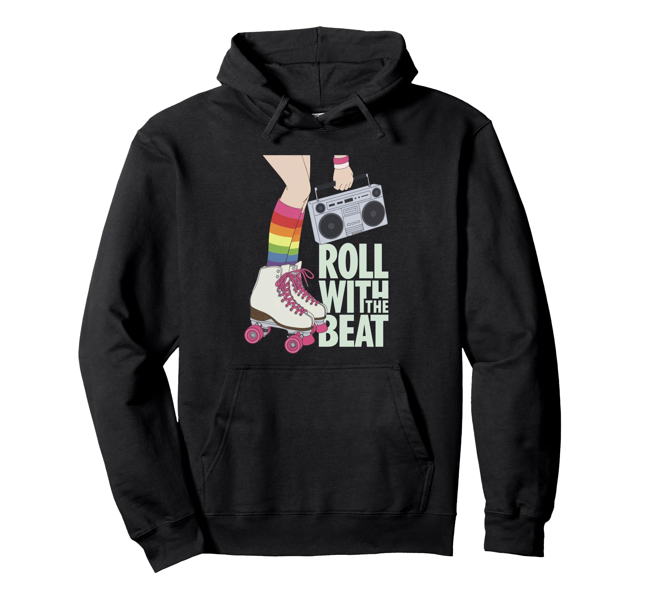 Rollerskates Roll Beat Funny 70S 80S Skating Hoodie - Graphic Print Unisex - T-Shirt, Sweatshirt, Hoodie