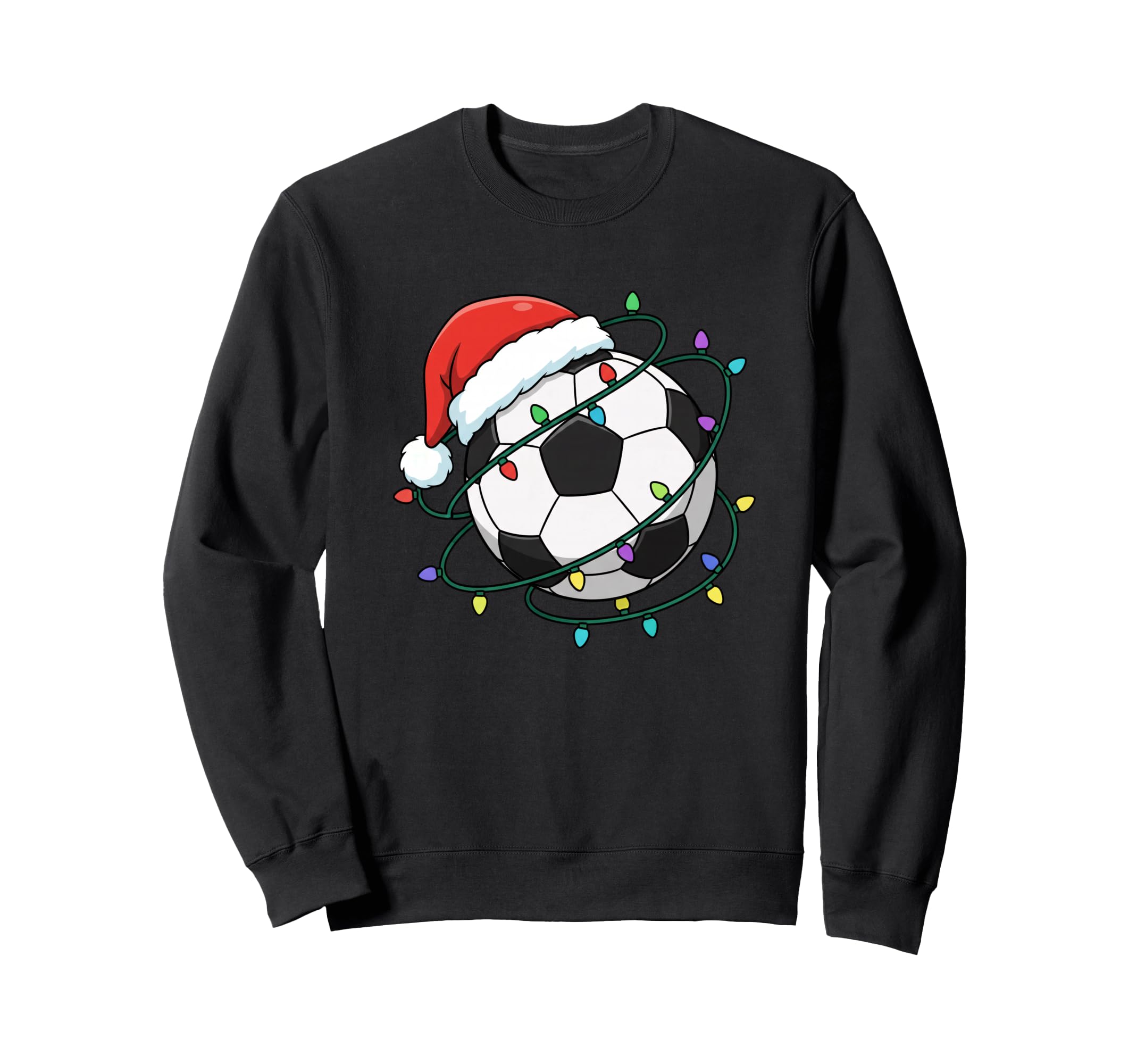 Soccer Santa Ball Lights Holiday Soccer Sweatshirt - Unique Graphic Unisex - T-Shirt, Sweatshirt, Hoodie