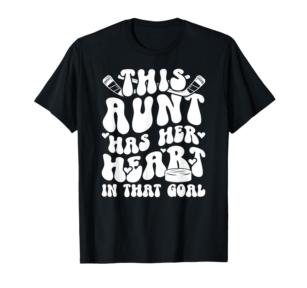Groovy Hockey Goalie Aunt Hockey T-Shirt - Minimalist Print for Adults - T-Shirt, Sweatshirt, Hoodie