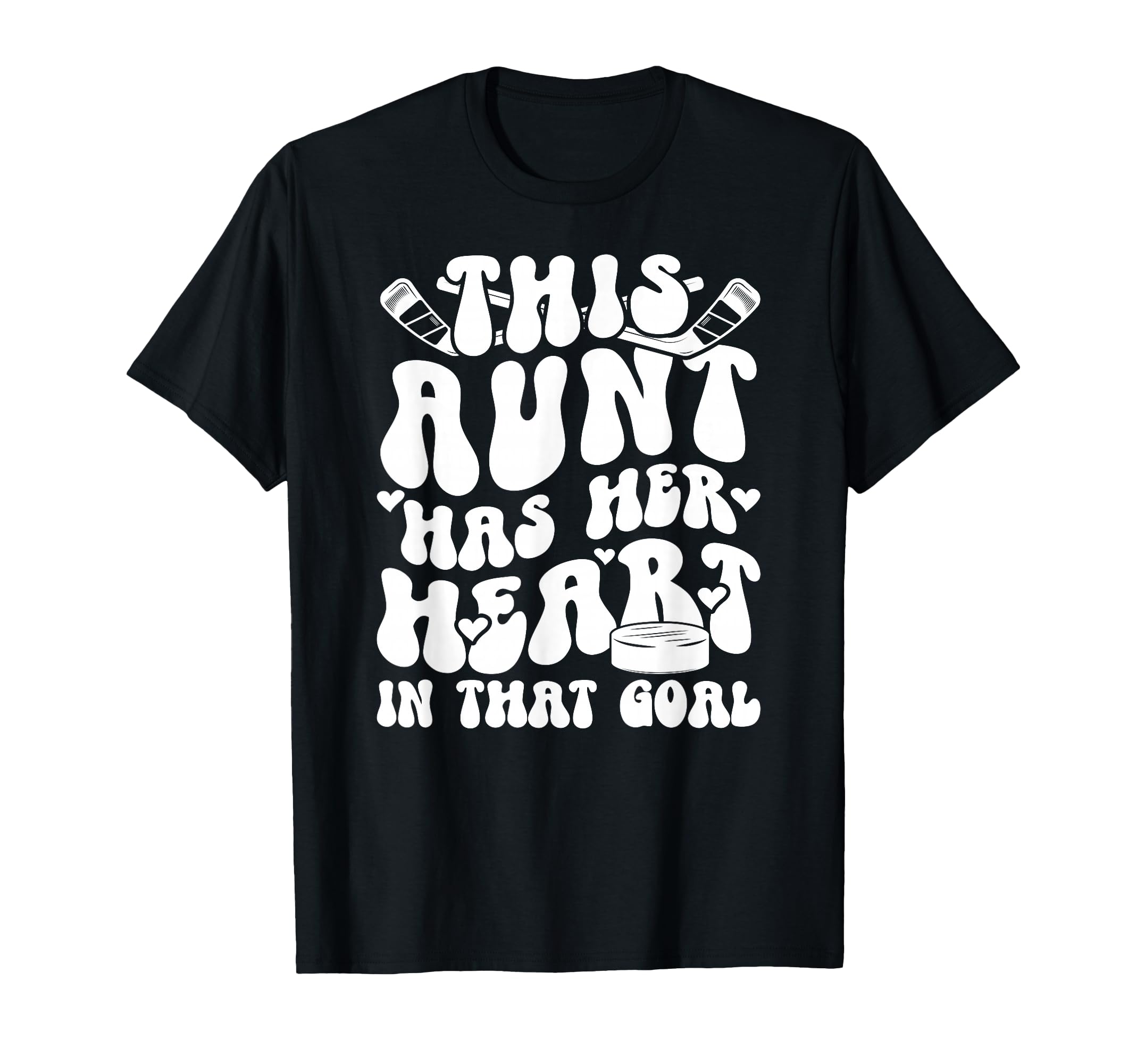 Groovy Hockey Goalie Aunt Hockey T-Shirt - Minimalist Print for Adults - T-Shirt, Sweatshirt, Hoodie