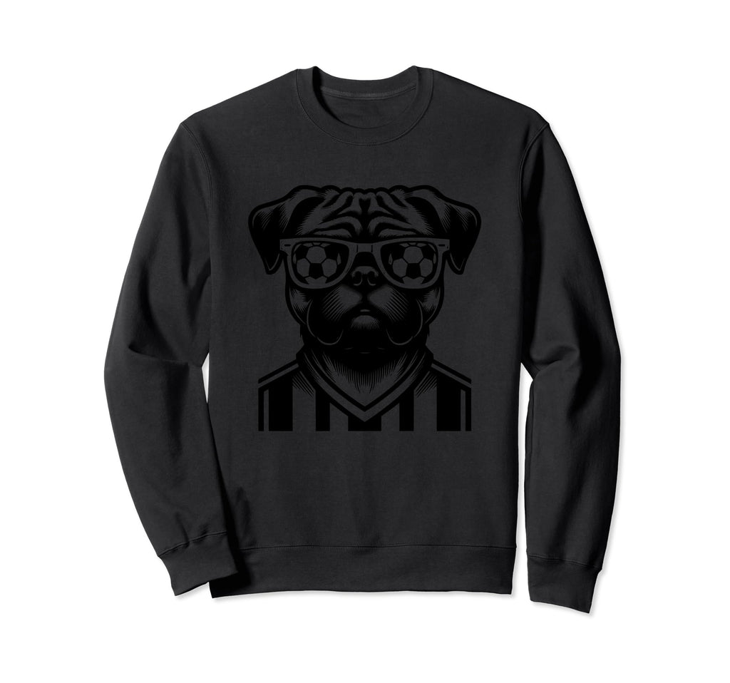 Black Silhouette Pug Dog Soccer Sweatshirt - Streetwear Style Men Women - T-Shirt, Sweatshirt, Hoodie
