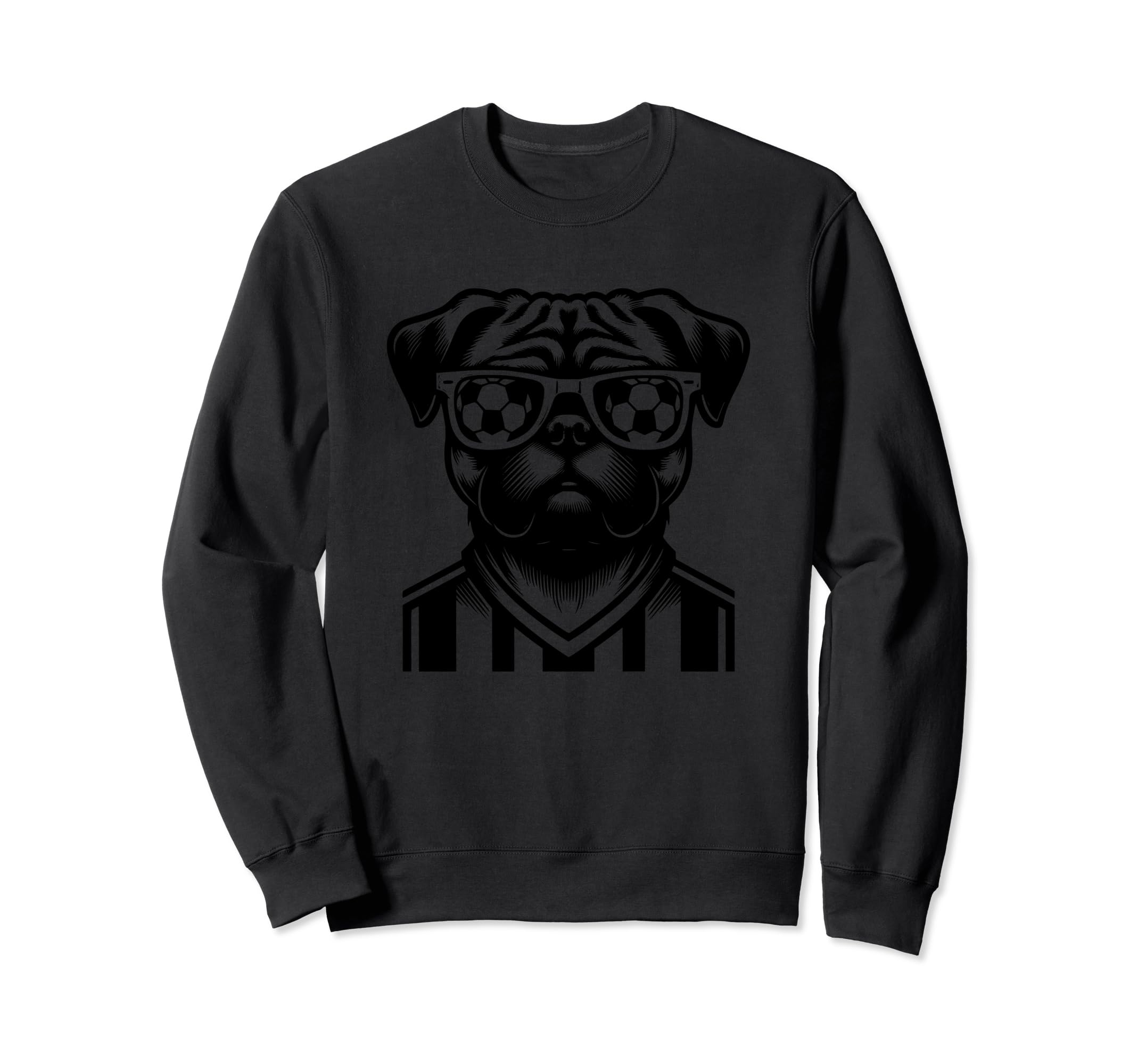 Black Silhouette Pug Dog Soccer Sweatshirt - Streetwear Style Men Women - T-Shirt, Sweatshirt, Hoodie