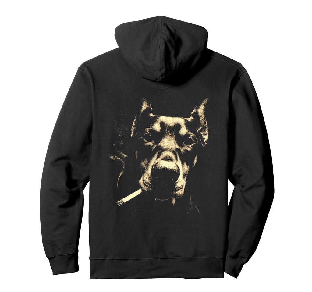 Doberman Smoking Cigarette Grunge Meme Hoodie - Custom Art Print Men Women - T-Shirt, Sweatshirt, Hoodie