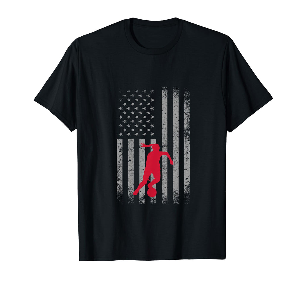 Distressed American Flag Patriotic Soccer T-Shirt - Graphic Print Unisex - T-Shirt, Sweatshirt, Hoodie