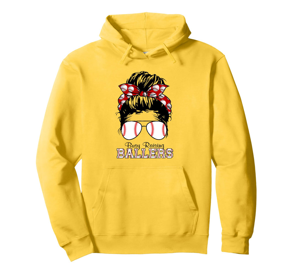 Busy Raising Ballers Messy Bun Funny Hoodie - Custom Art Print Men Women - T-Shirt, Sweatshirt, Hoodie