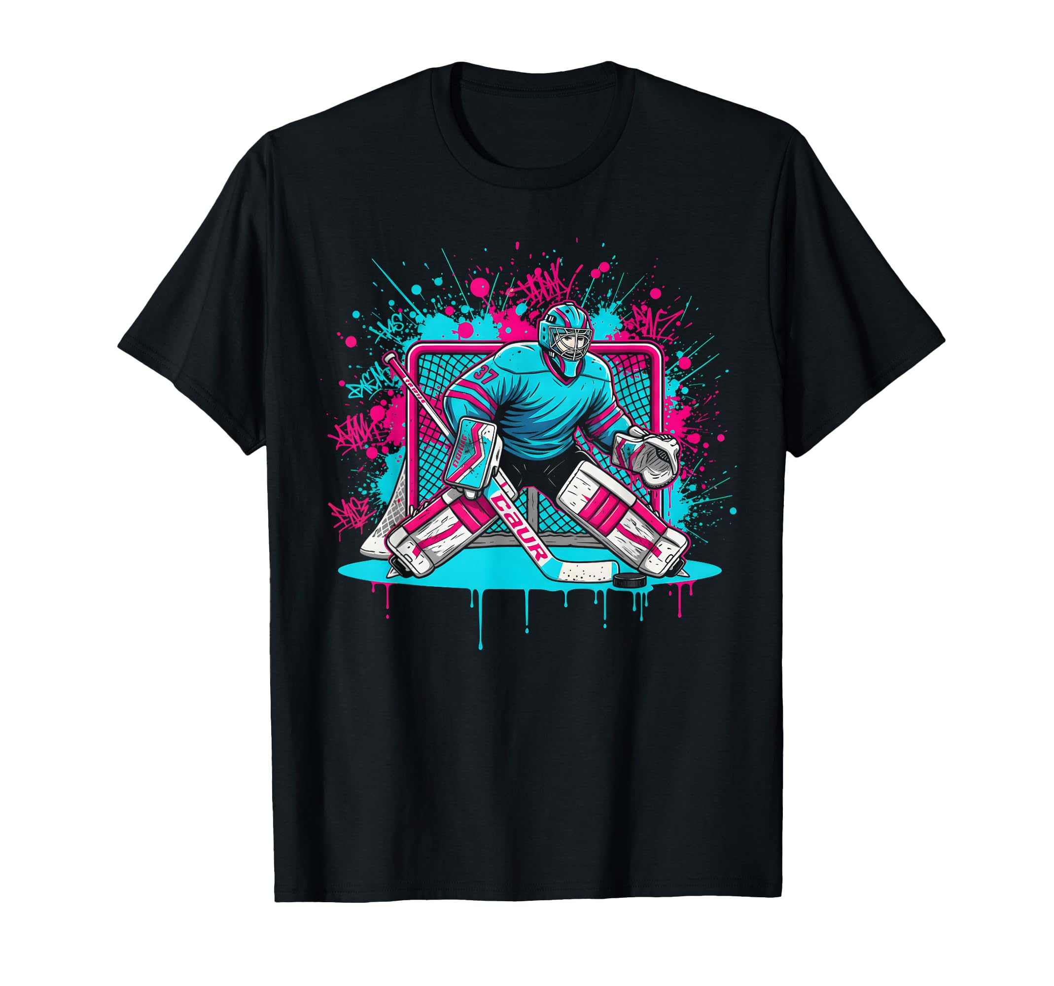 Ice Hockey Goalie Ice Cream Drip Hockey T-Shirt - Novelty Apparel Unisex - T-Shirt, Sweatshirt, Hoodie