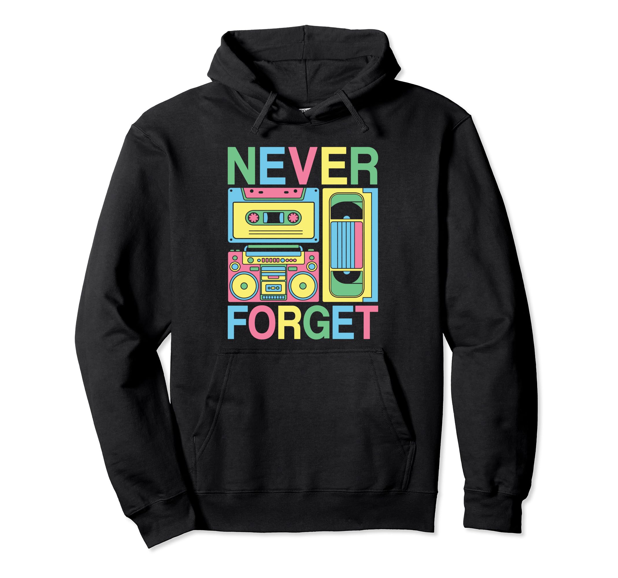 Never Forget 80S 90S Cassette Tape Hoodie - Fun Novelty Design Men Women - T-Shirt, Sweatshirt, Hoodie