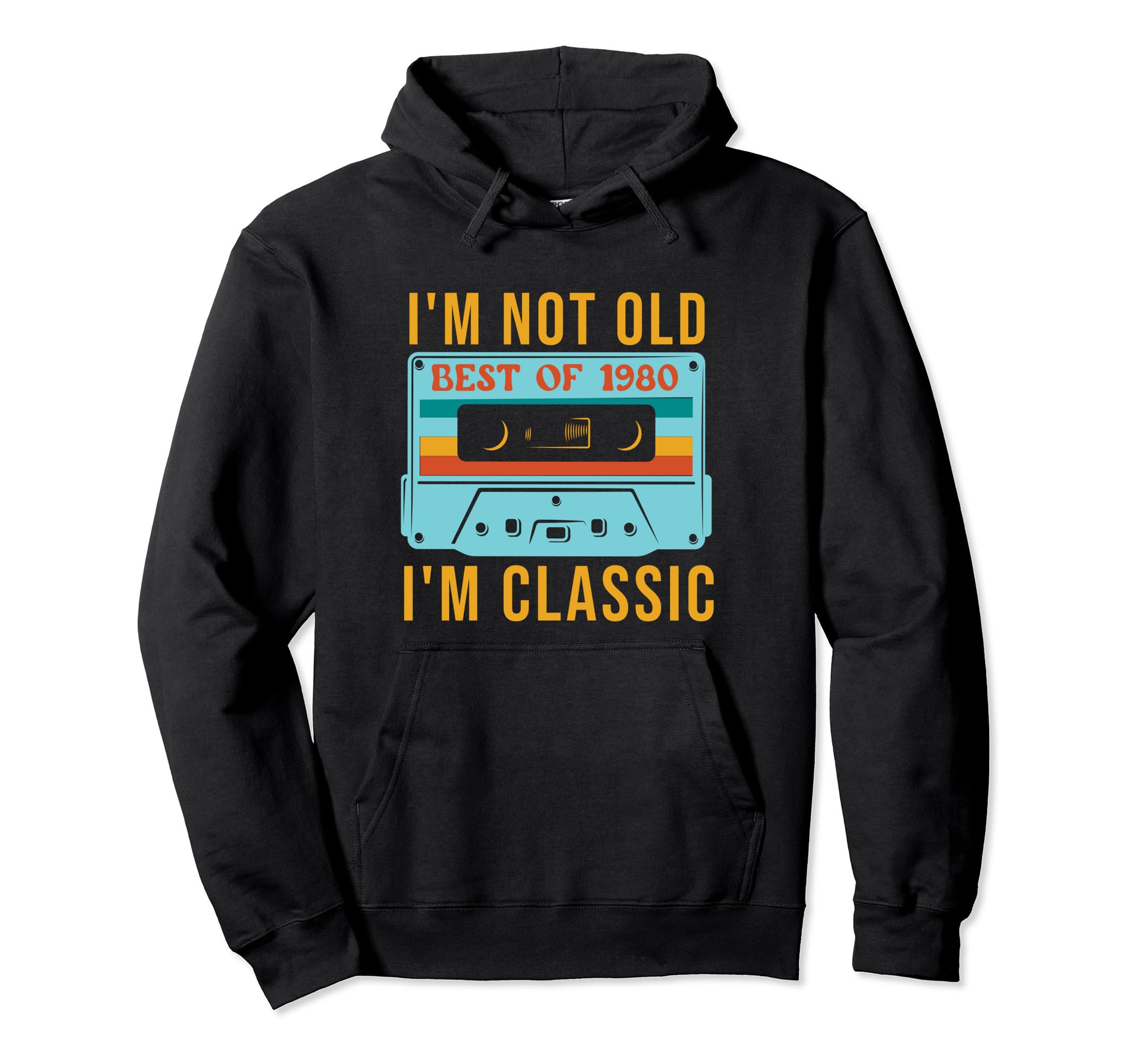 Best 1980 Birthday Cassette Tape Present Hoodie - Trendy Graphic for Adults - T-Shirt, Sweatshirt, Hoodie