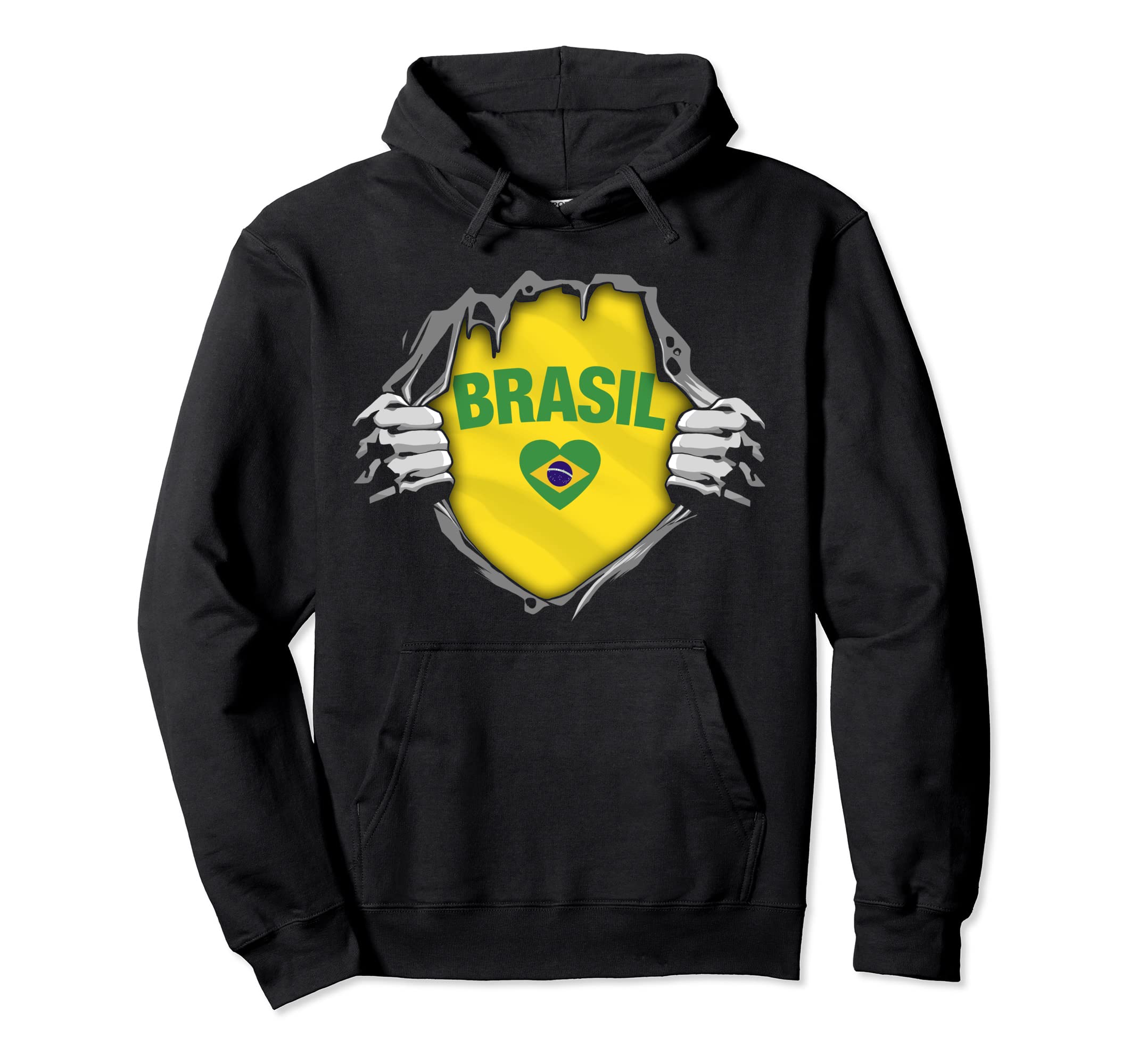 Brazil National Flag I Love Brasil Hoodie - Minimalist Print for Adults - T-Shirt, Sweatshirt, Hoodie