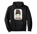 Volleyball And Softball Mom Messy Bun Hoodie - Novelty Apparel Men Women - T-Shirt, Sweatshirt, Hoodie