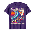 Birthday Roller Skating 7Th Rollin Into 7 T-Shirt - Unique Graphic Unisex - T-Shirt, Sweatshirt, Hoodie