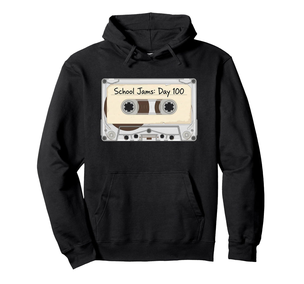 100 Days School Jams Cassette Tape Hoodie - Minimalist Print for Adults - T-Shirt, Sweatshirt, Hoodie