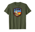 Zion National Park Utah 80S Badge T-Shirt - Casual Everyday Wear Men Women - T-Shirt, Sweatshirt, Hoodie