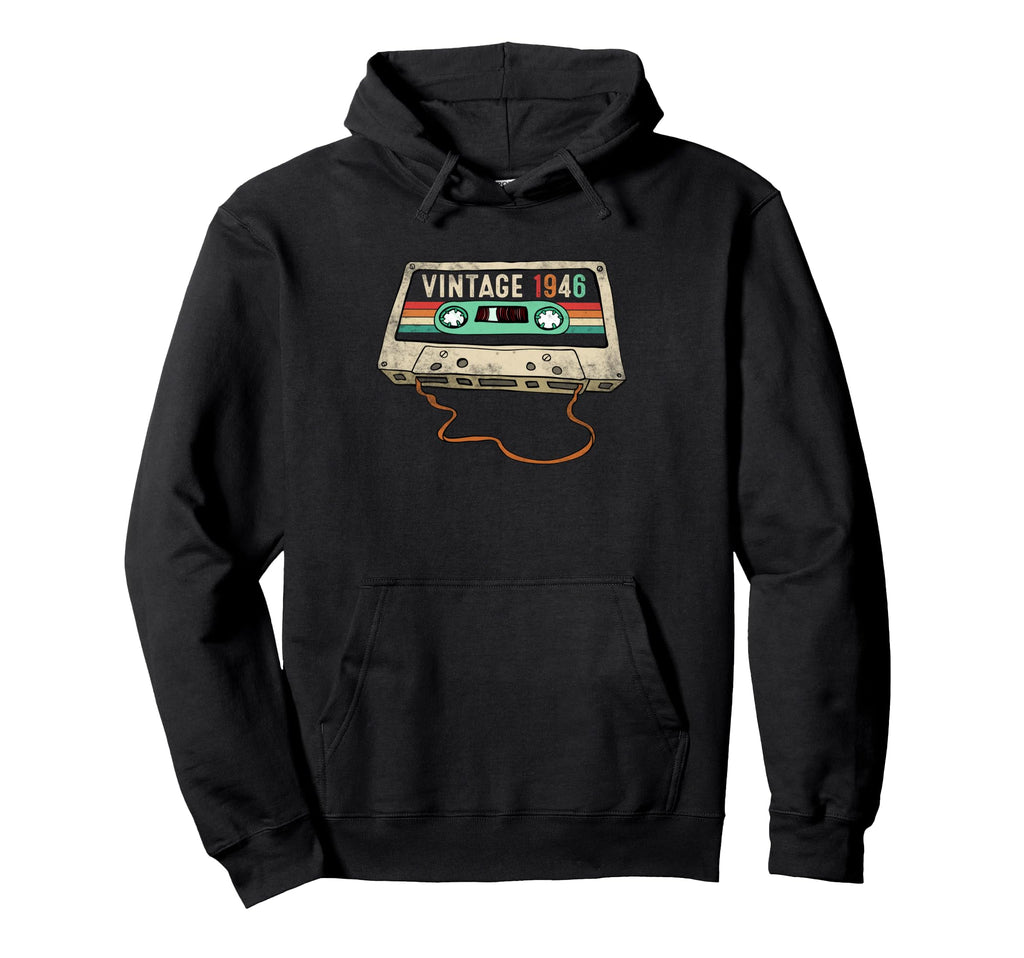 80 Years Old Gifts 1946 Cassette Tape Hoodie - Custom Art Print Men Women - T-Shirt, Sweatshirt, Hoodie