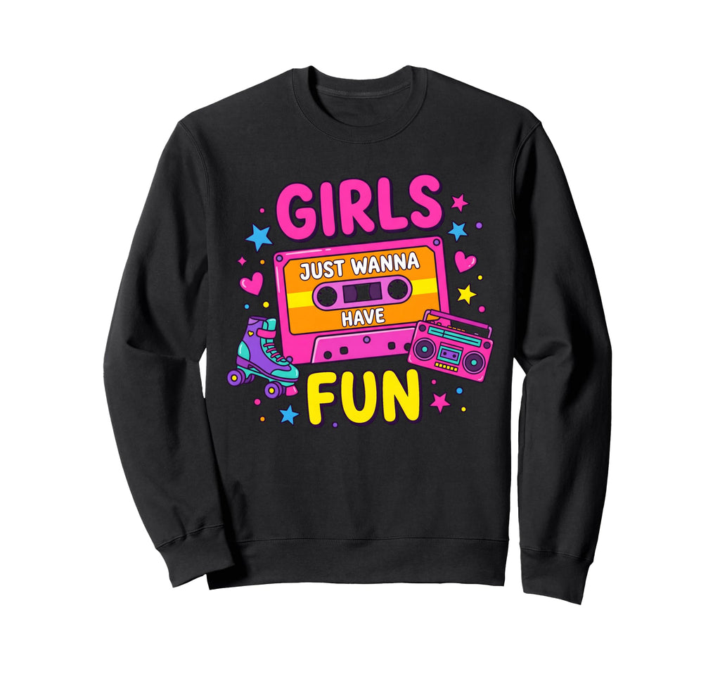 Cassette And Roller Skate Just Wanna Sweatshirt - Custom Art Print Unisex - T-Shirt, Sweatshirt, Hoodie
