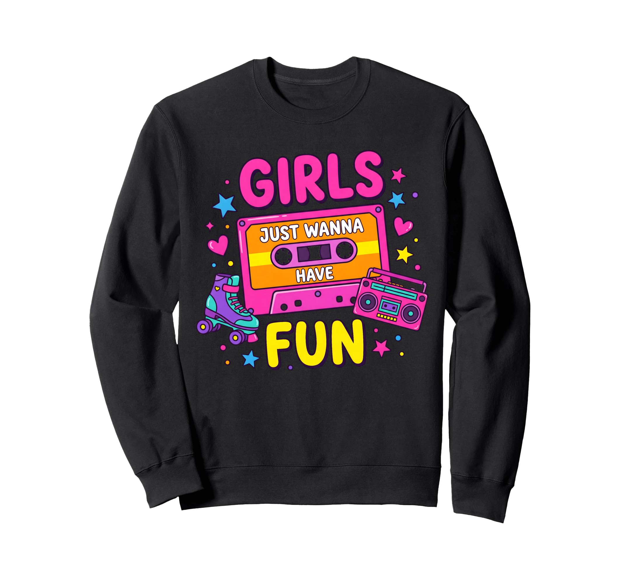 Cassette And Roller Skate Just Wanna Sweatshirt - Custom Art Print Unisex - T-Shirt, Sweatshirt, Hoodie