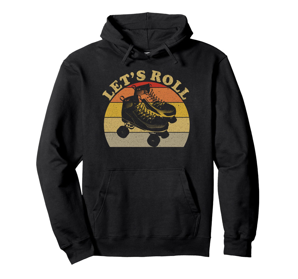 Lets Roll Roller Skates Faded 70S Hoodie - Aesthetic Graphic for Adults - T-Shirt, Sweatshirt, Hoodie