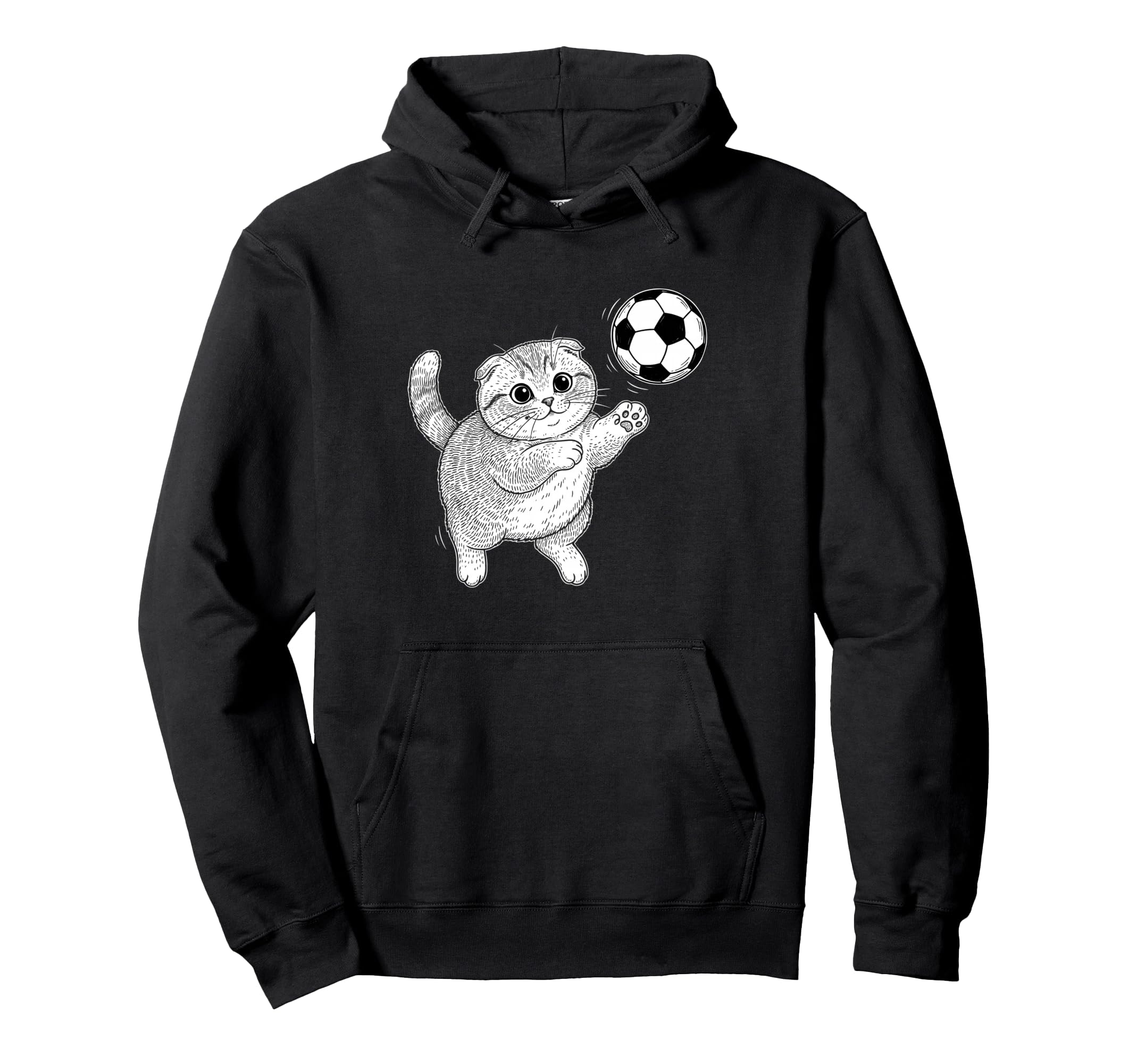 Soccer Kitten Playing Ball Funny Cat Hoodie - Fun Novelty Design Unisex - T-Shirt, Sweatshirt, Hoodie
