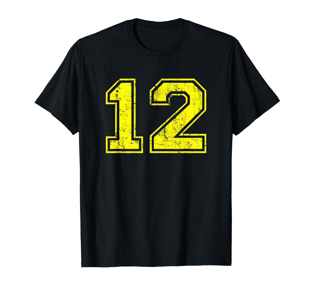 Number 12 Varsity Distressed Sport T-Shirt - Streetwear Style for Adults - T-Shirt, Sweatshirt, Hoodie