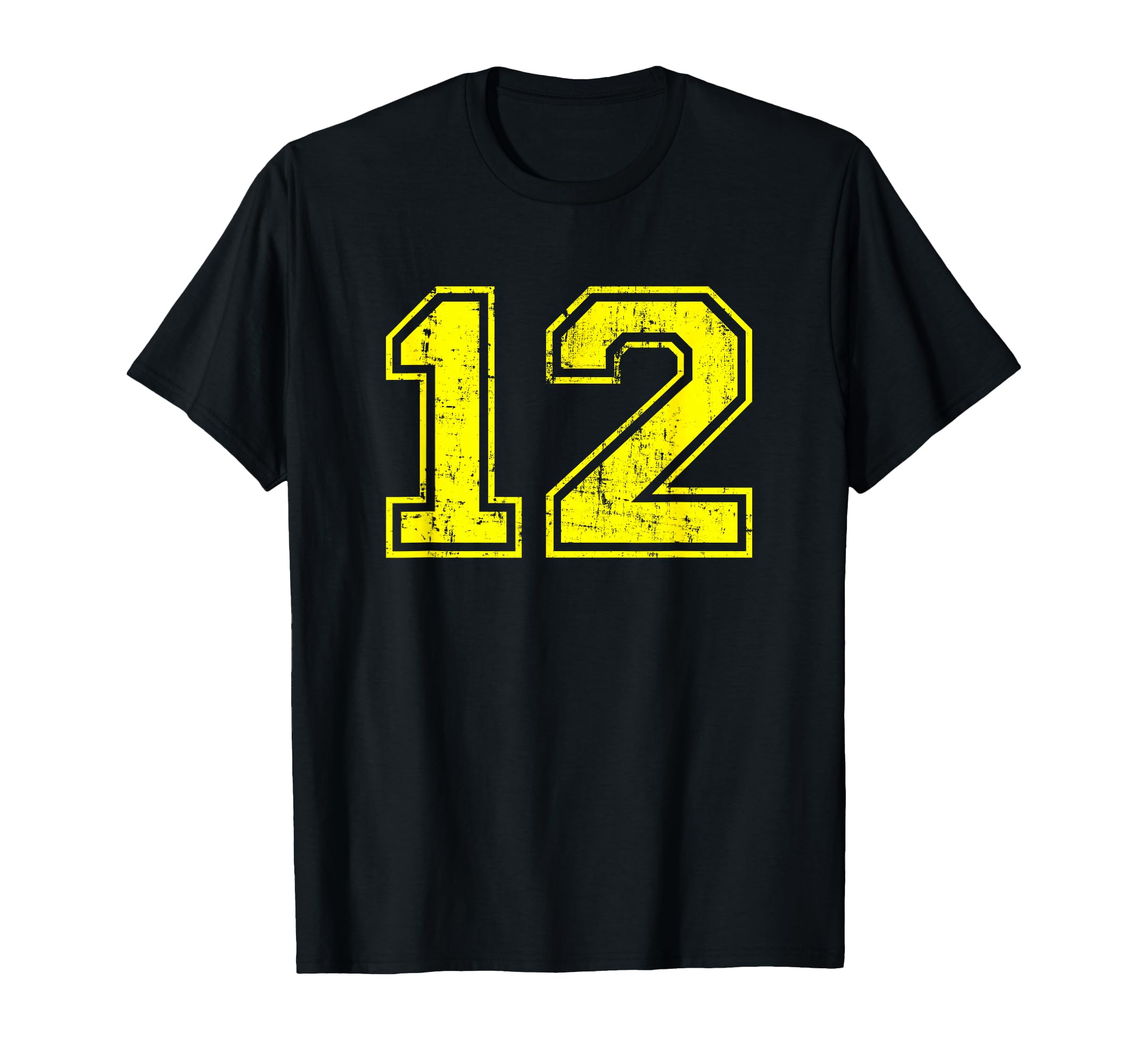 Number 12 Varsity Distressed Sport T-Shirt - Streetwear Style for Adults - T-Shirt, Sweatshirt, Hoodie