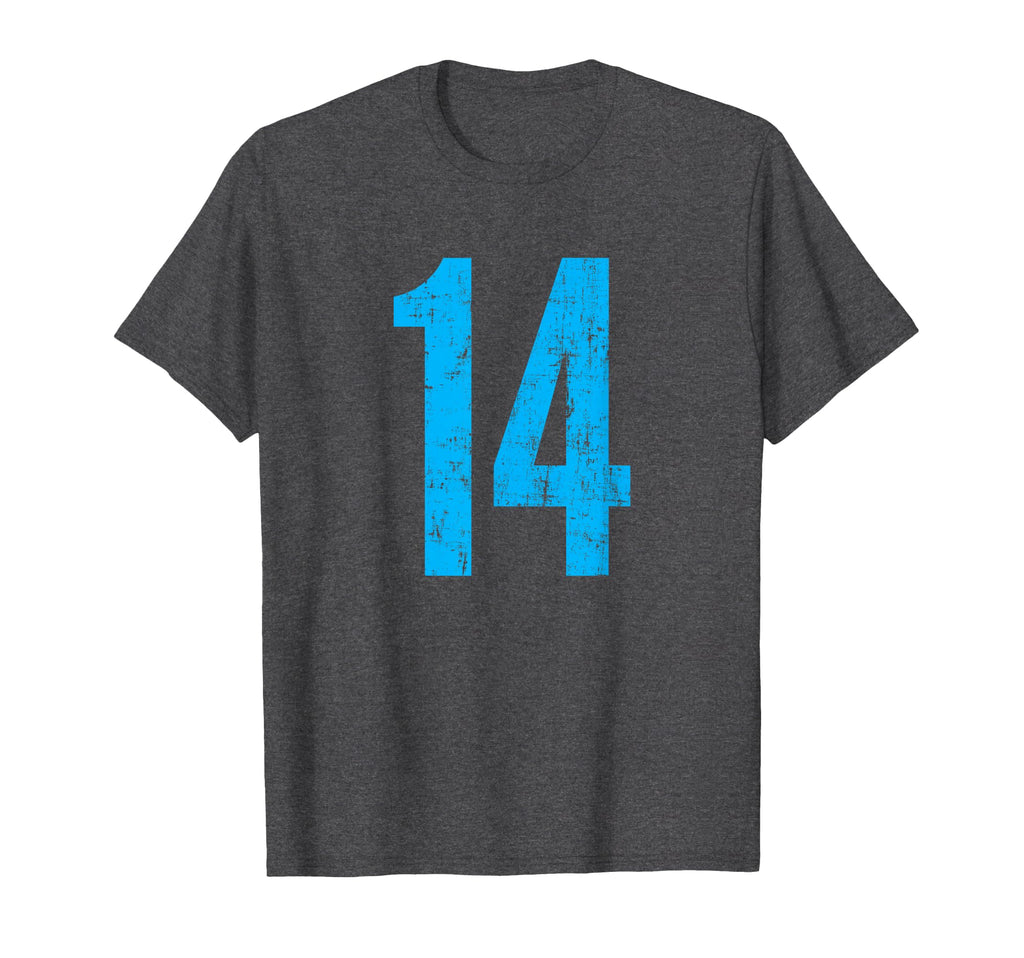 Number 14 Distressed Sport Team T-Shirt - Novelty Apparel for Adults - T-Shirt, Sweatshirt, Hoodie