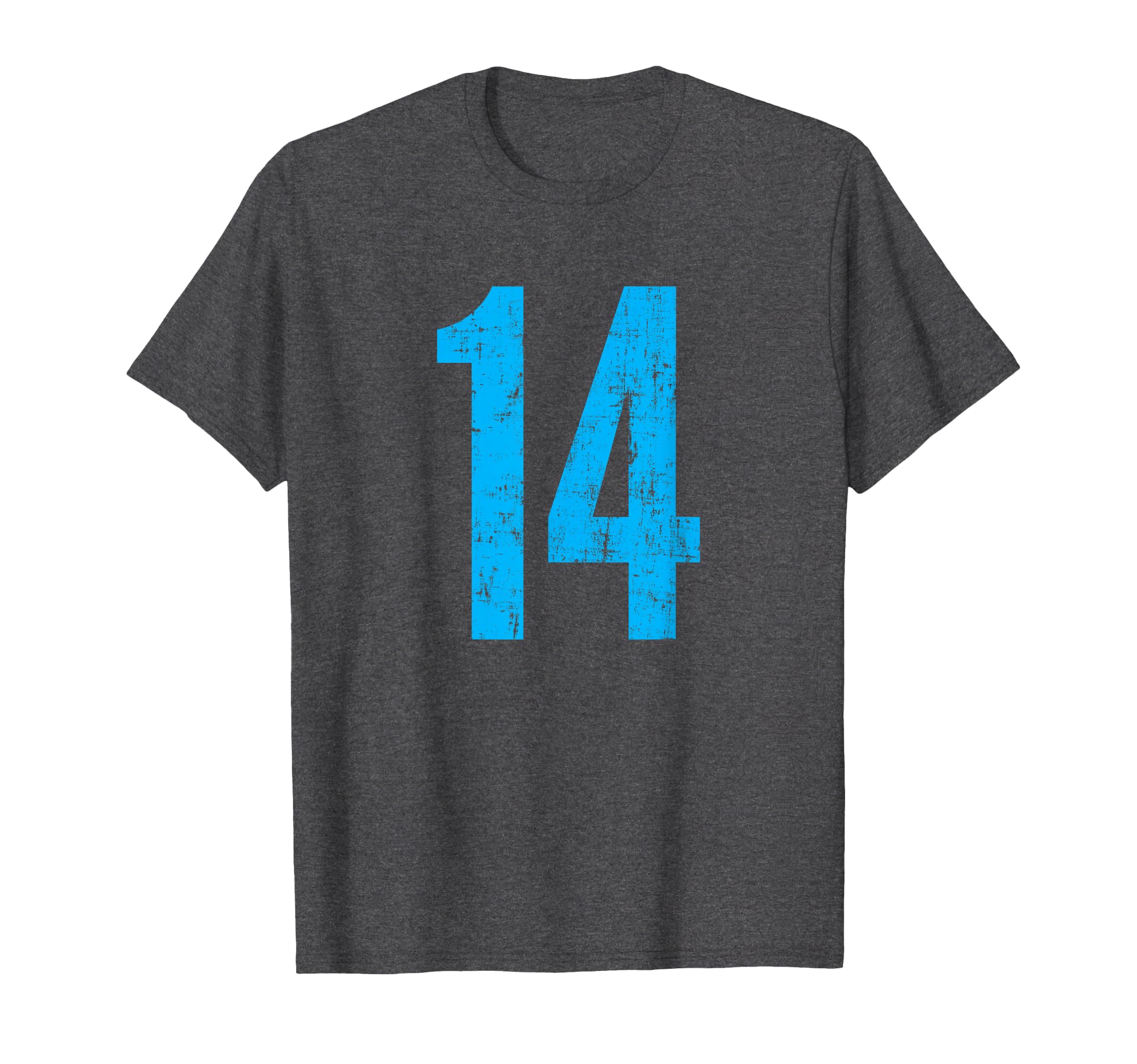 Number 14 Distressed Sport Team T-Shirt - Novelty Apparel for Adults - T-Shirt, Sweatshirt, Hoodie