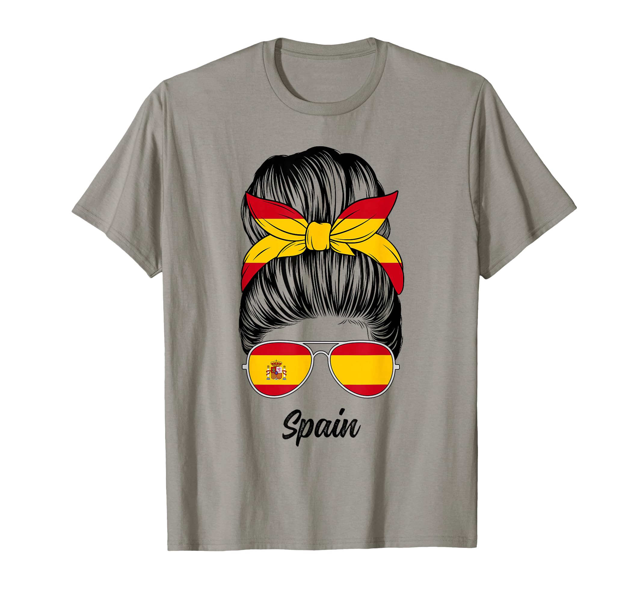 Spain Messy Bun Spanish Flag Pride T-Shirt - Novelty Apparel Men Women - T-Shirt, Sweatshirt, Hoodie