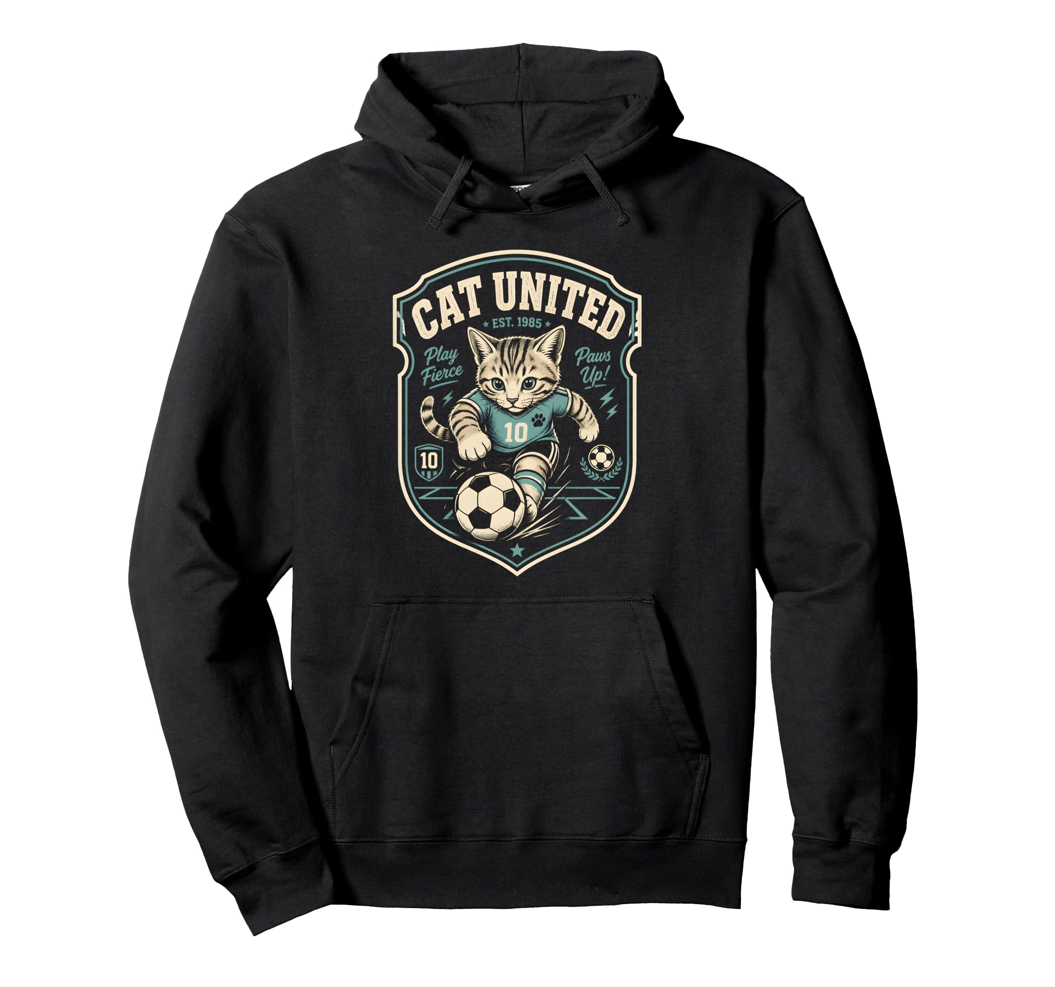 Soccer Cat Illustration Soccer Ball Hoodie - Streetwear Style Men Women - T-Shirt, Sweatshirt, Hoodie