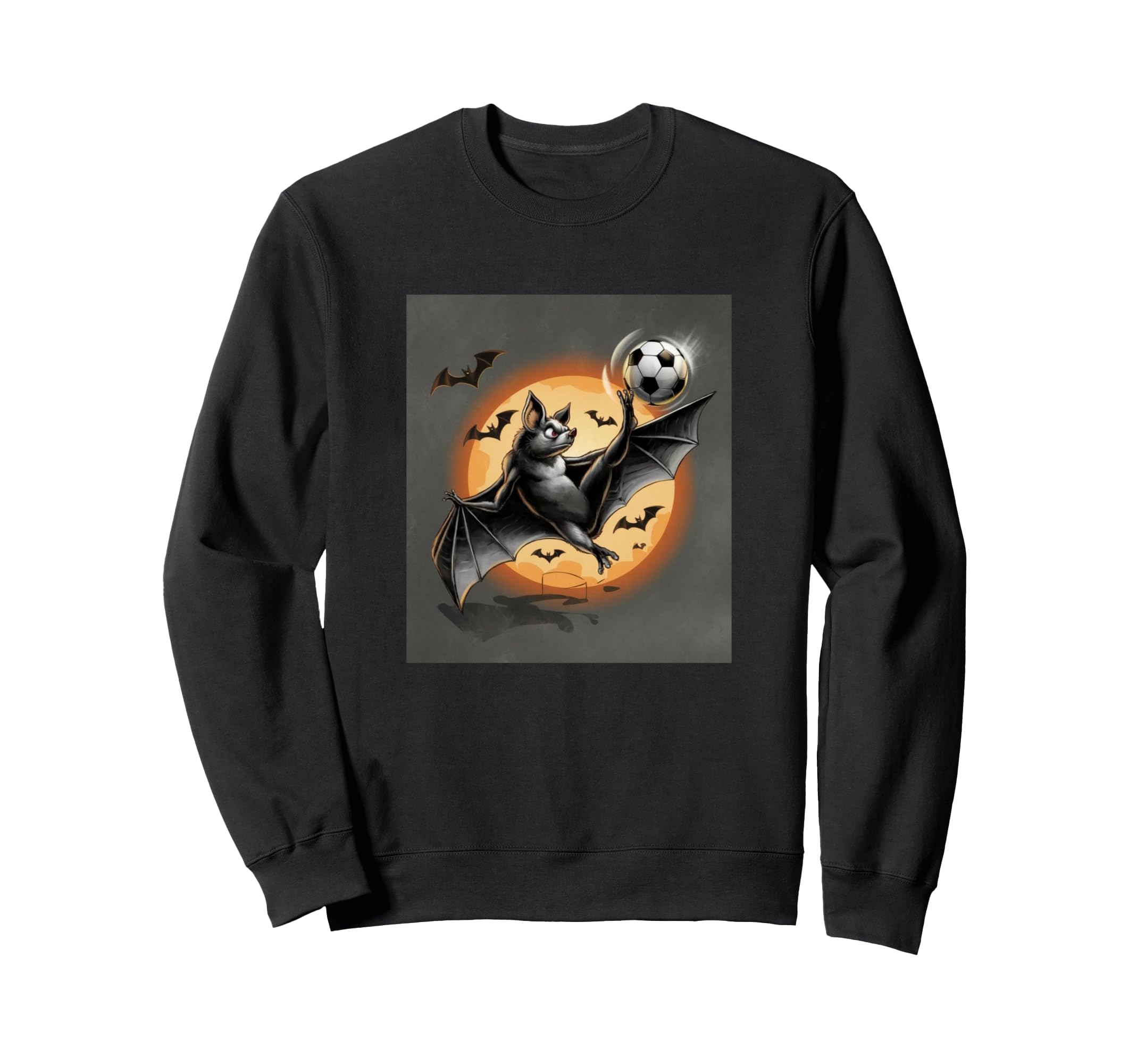 Funny Bat Playing Soccer Halloween Sweatshirt - Graphic Print for Adults - T-Shirt, Sweatshirt, Hoodie